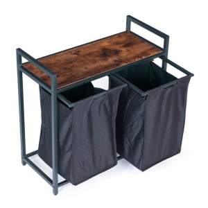 Kosz na pranie loft brązowo-czarny