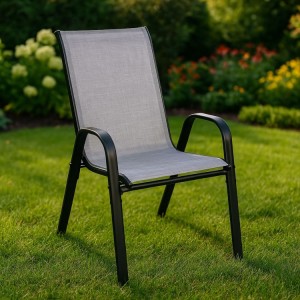 Zestaw 4 krzeseł ogrodowych jasno szare